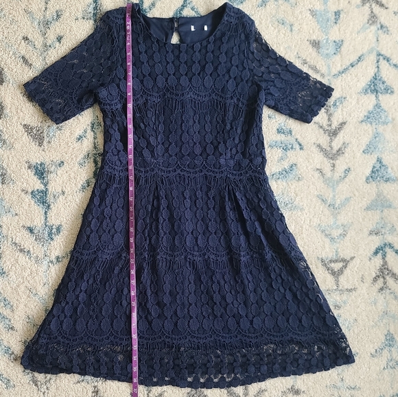 Navy Lace Overlay Dress - Midnight Era - Picture 3 of 8